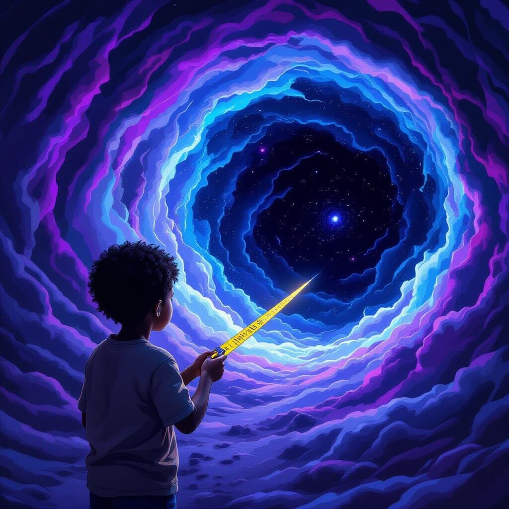 Boy Measures Cosmic Abyss in Rutkowski Style