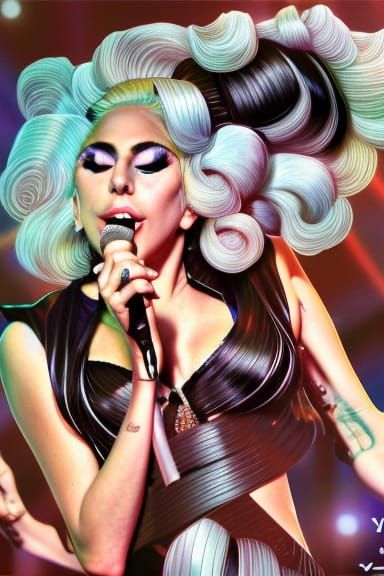 Anime Portrait: Lady Gaga Singing with Superpowers