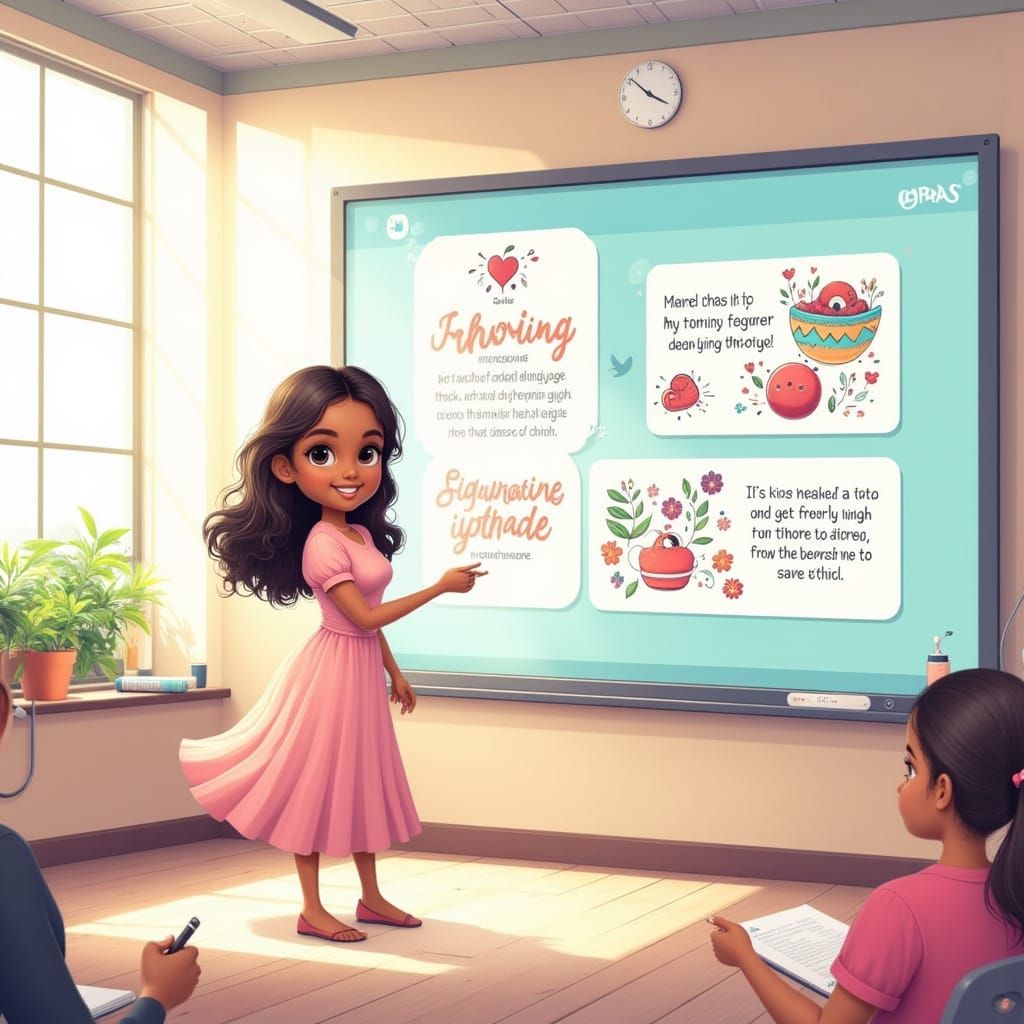 Charming Chibi Teacher in Bright Classroom