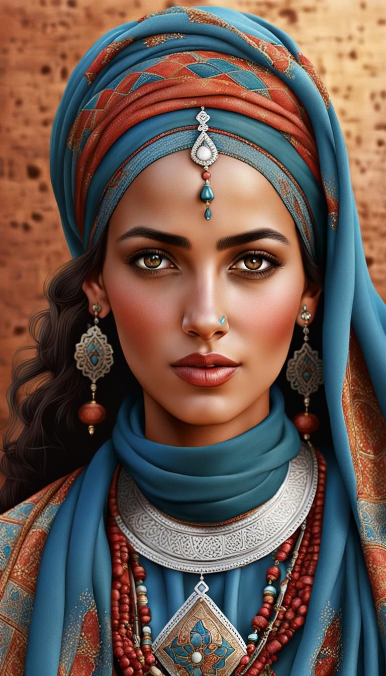 Realistic Portrait of a Beautiful Moroccan Woman