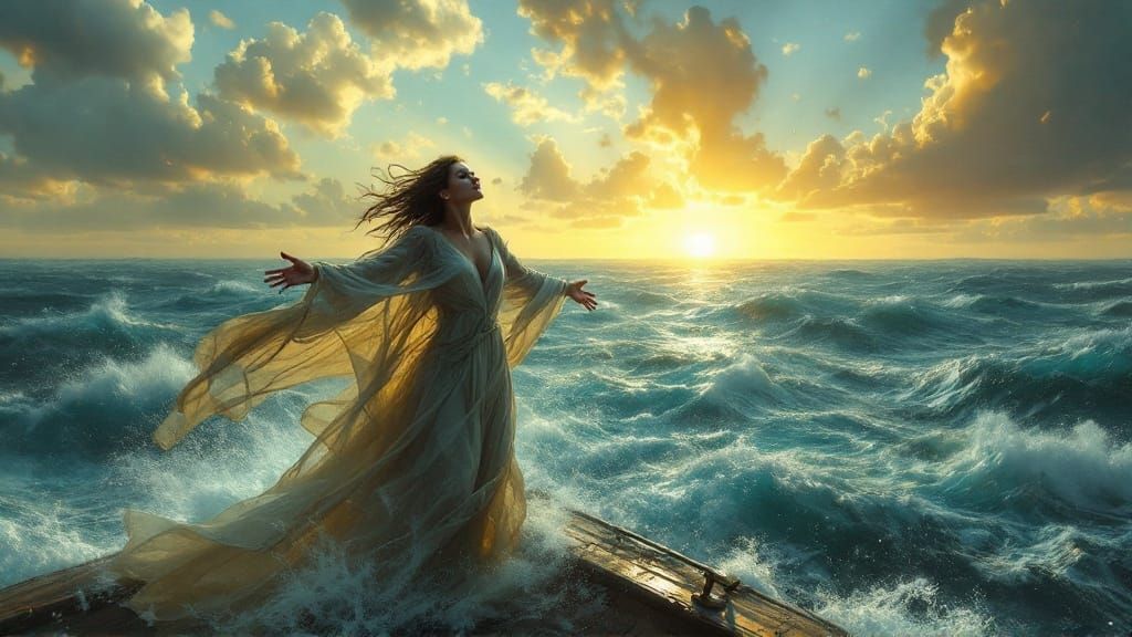 Surrender to the Turbulent Sea in 3D Anime Style