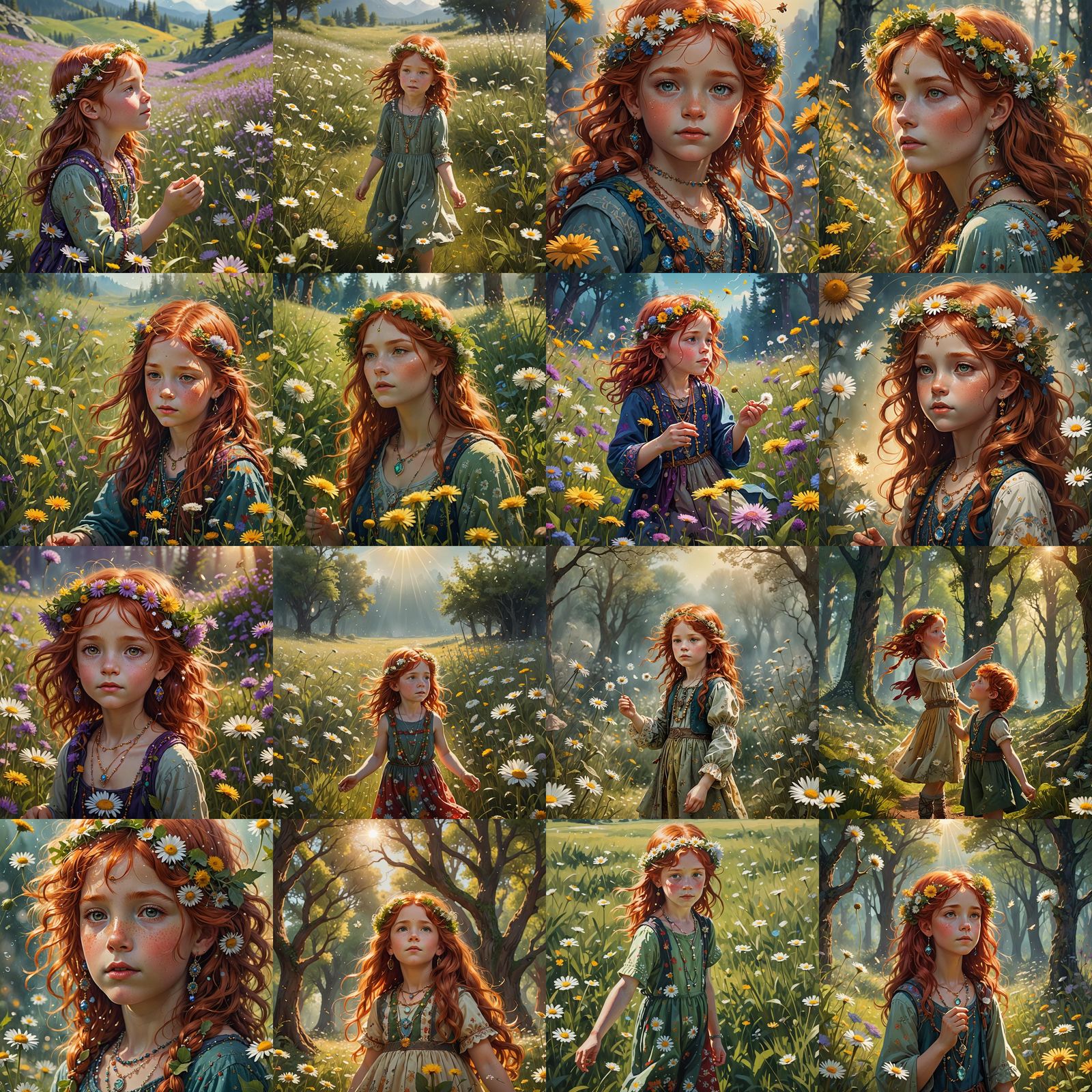 Red-Haired Child with Dandelions, Fantasy Art