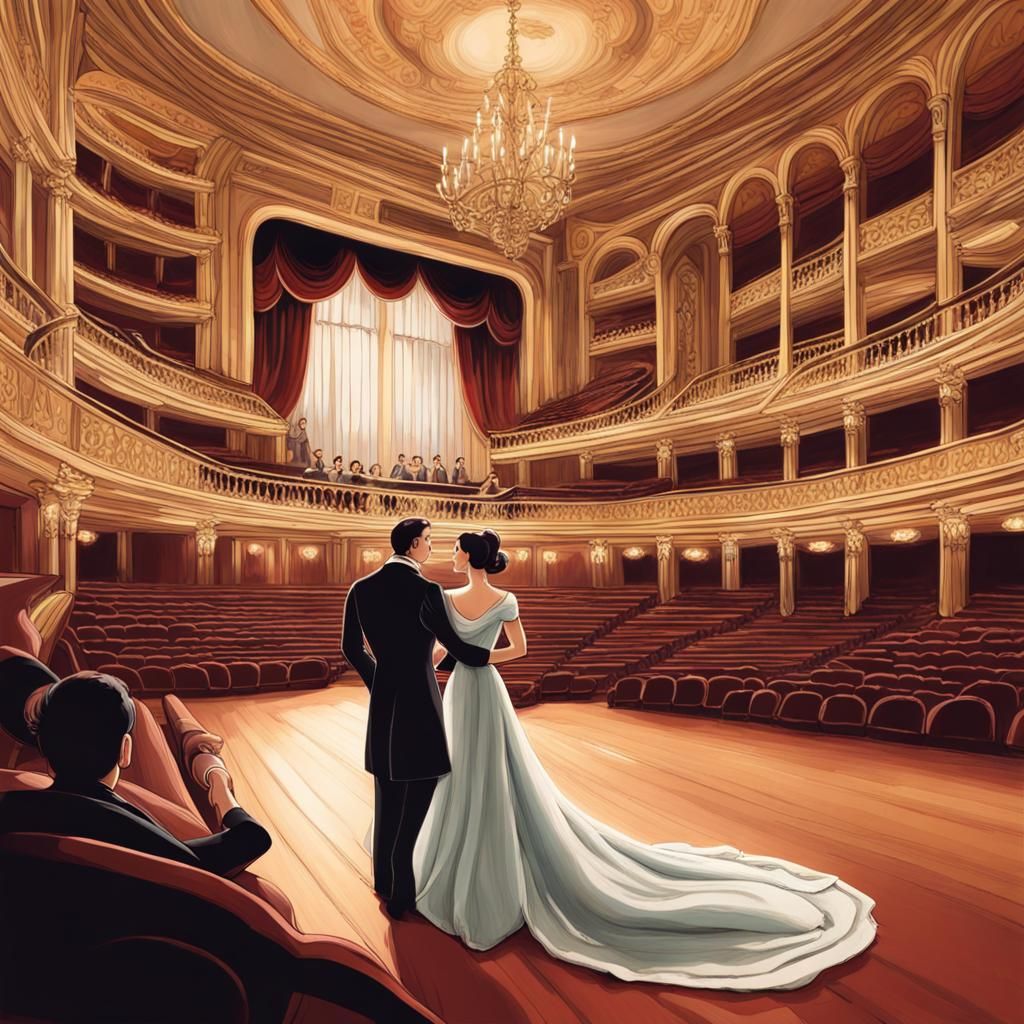 Opulent Opera House Interior: Ethereal Digital Illustration