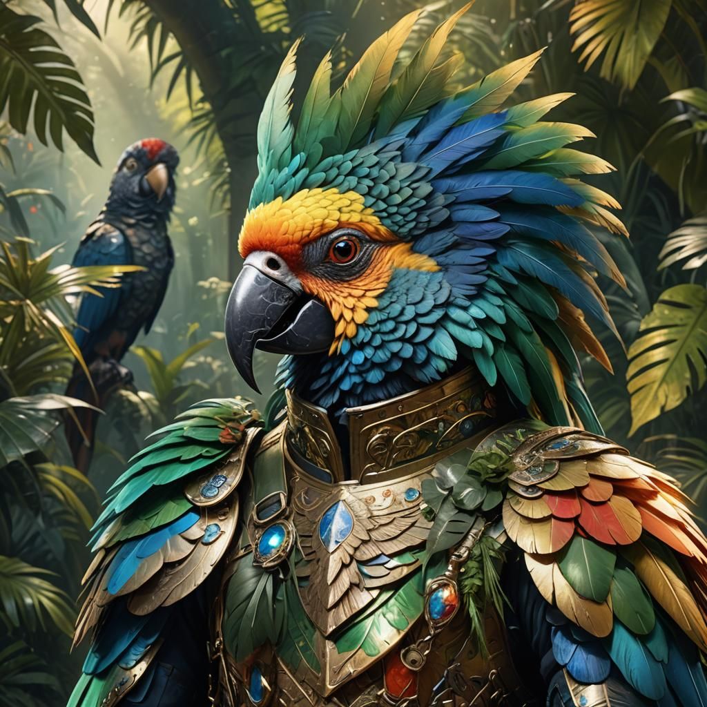 Parrot Soldier Portrait in Fauvist Style