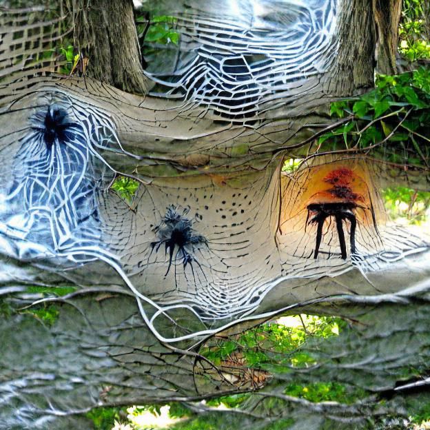 Spiderwebs Between Trees: Cozy Art