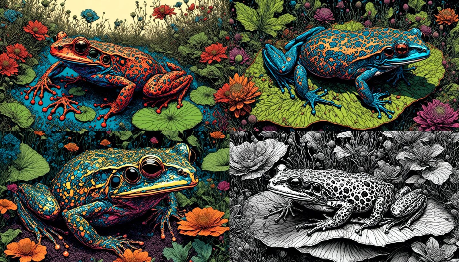 Psychedelic Poison Dart Frog on Lily Pad