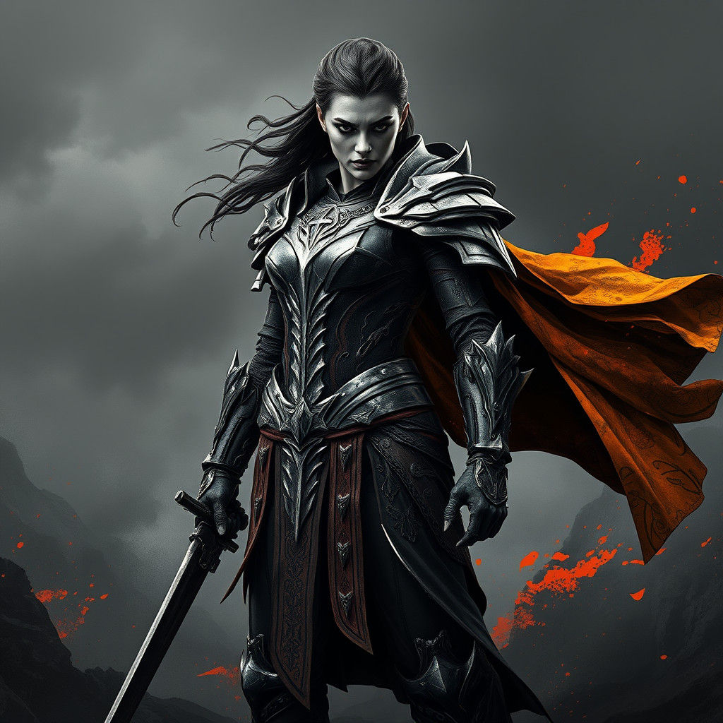 Fearless Warrior Queen in Dramatic Matte Landscape