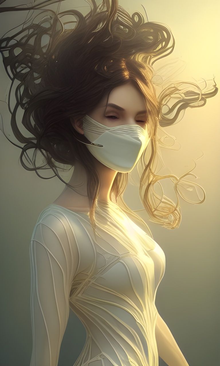 Porcelain Masked Figure in Avant Garde Style