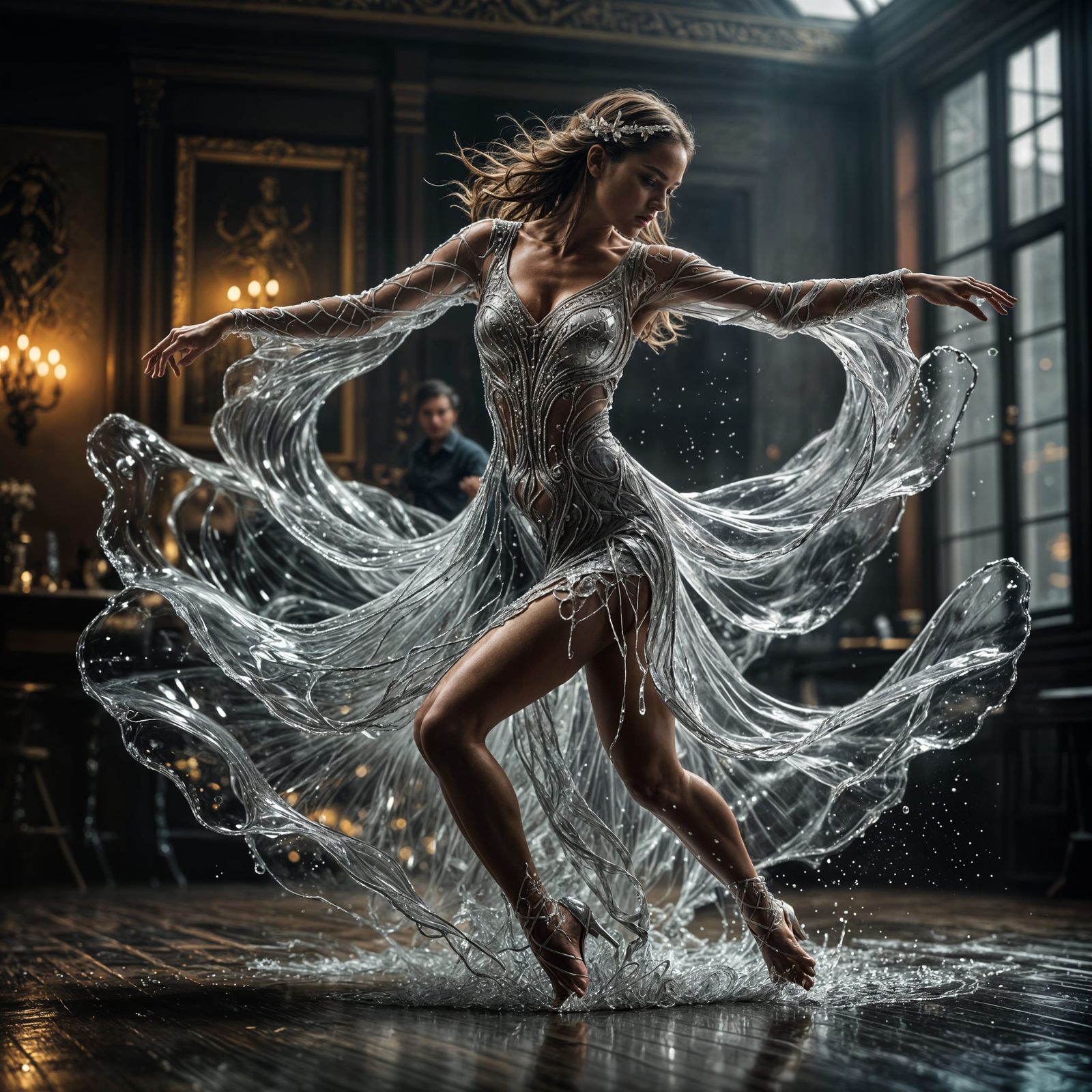 Hyperrealistic Liquid Woman Dancing