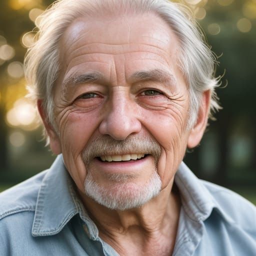 Warm Elderly Gentleman with Weathered Features