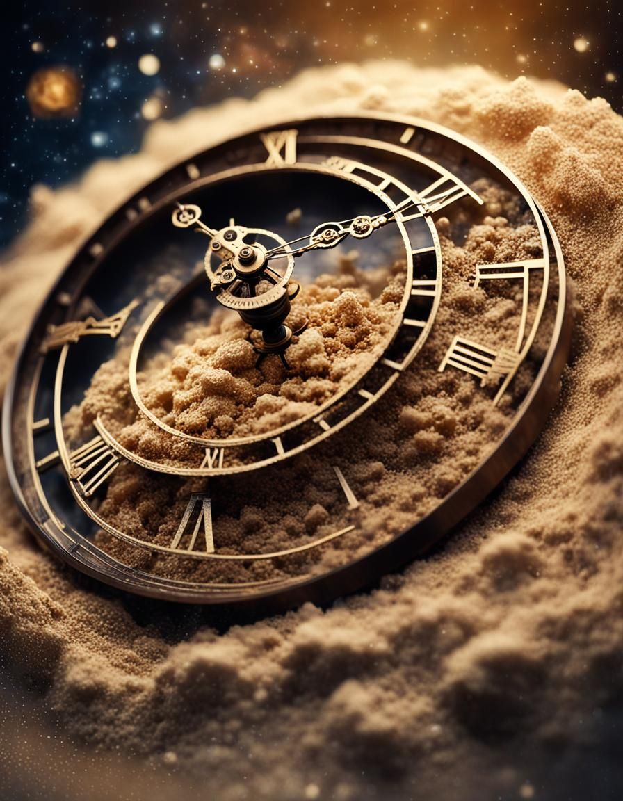 Cosmic Pendulum Clock in Digital Art Style