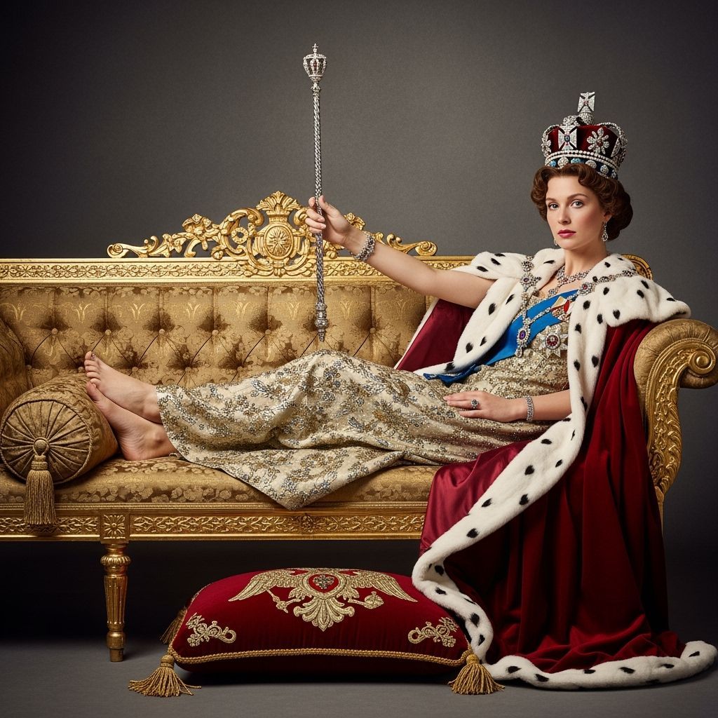 Opulent Tsarina Lounging on Throne in Empire Style