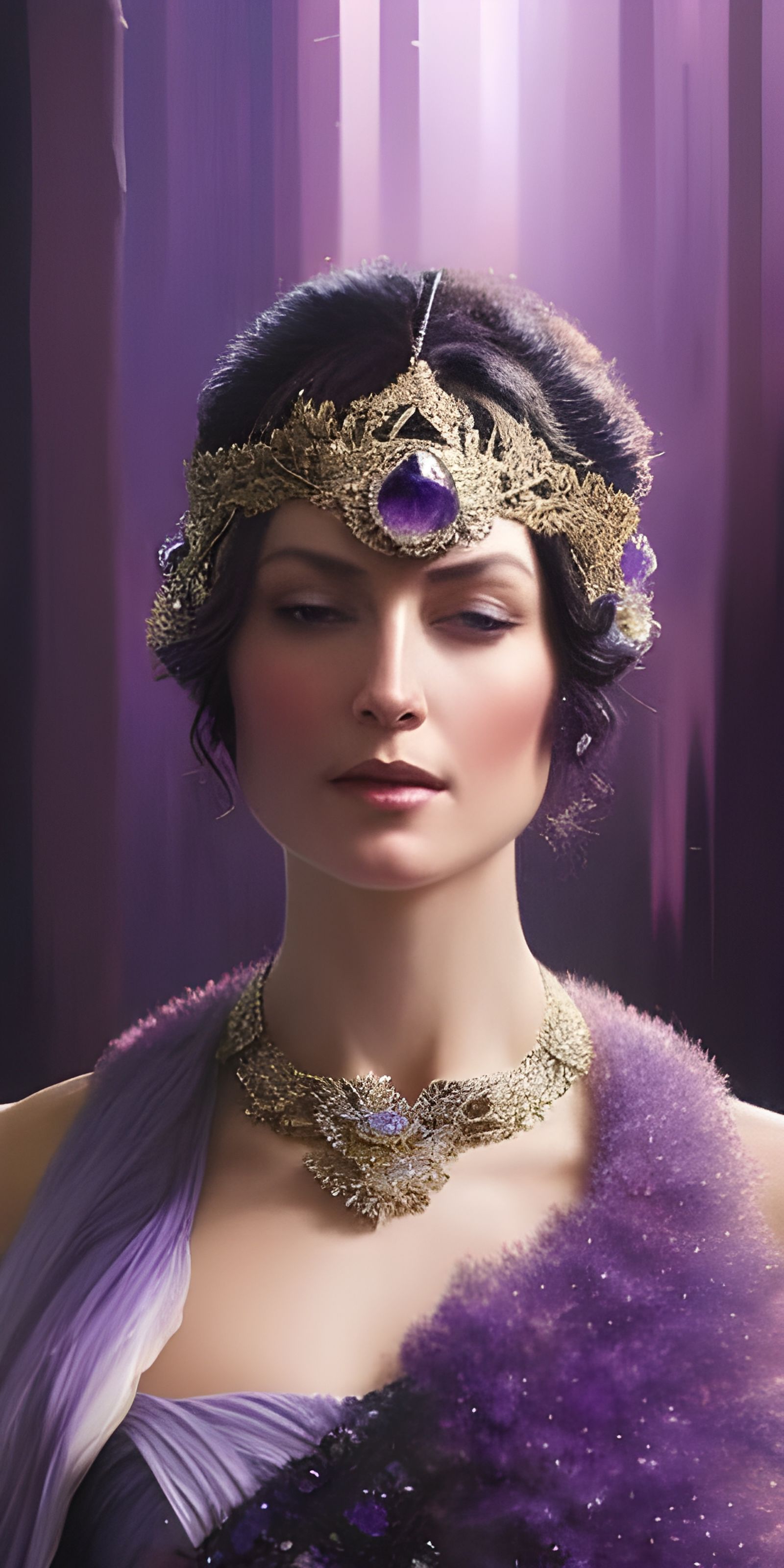 Amethyst and Tanzanite Lady: Fantasy Art