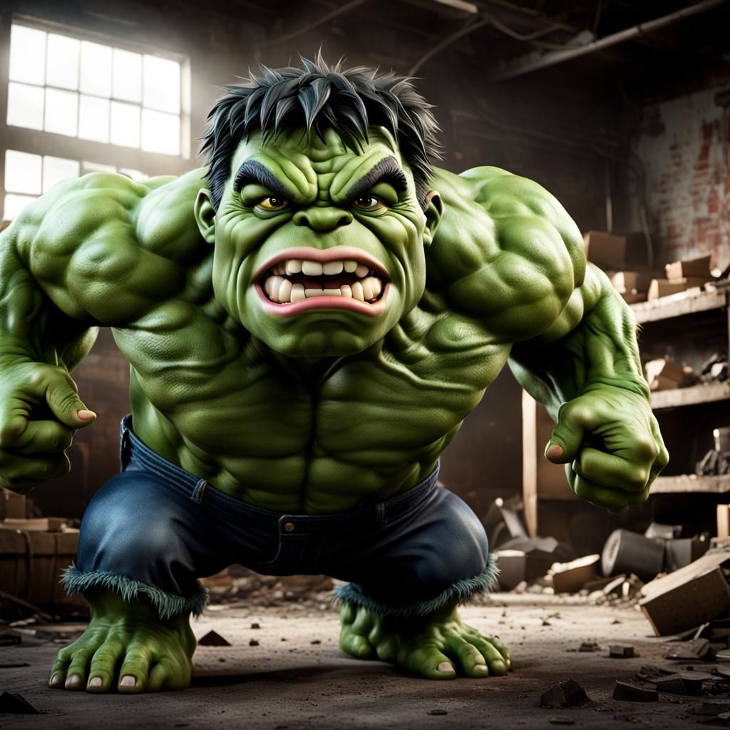 Funny Hulk as Pixar-Style 3D Digital Art