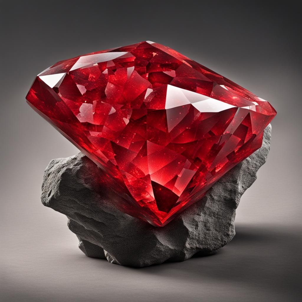 Giant Red Crystal Formation in Stone
