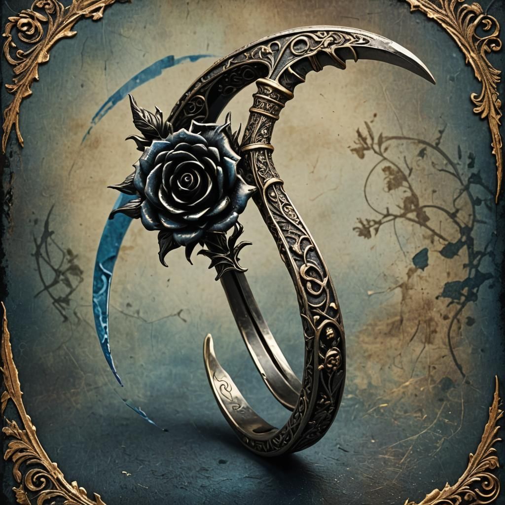 Grim Reaper Rose Wedding Ring: Gothic Digital Art