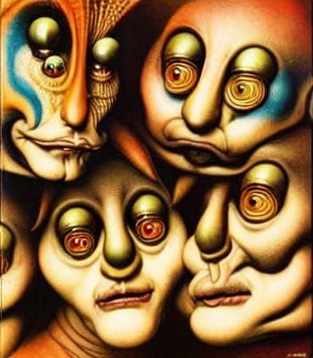 Strange Faces in Visionary Art Style