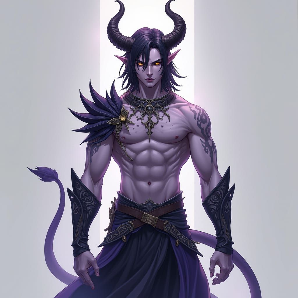 Tiefling Male Portrait in Anime Style