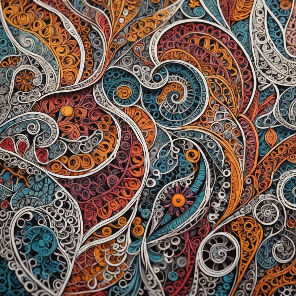 Intricate Geometric Patterns in Zentangle Artwork