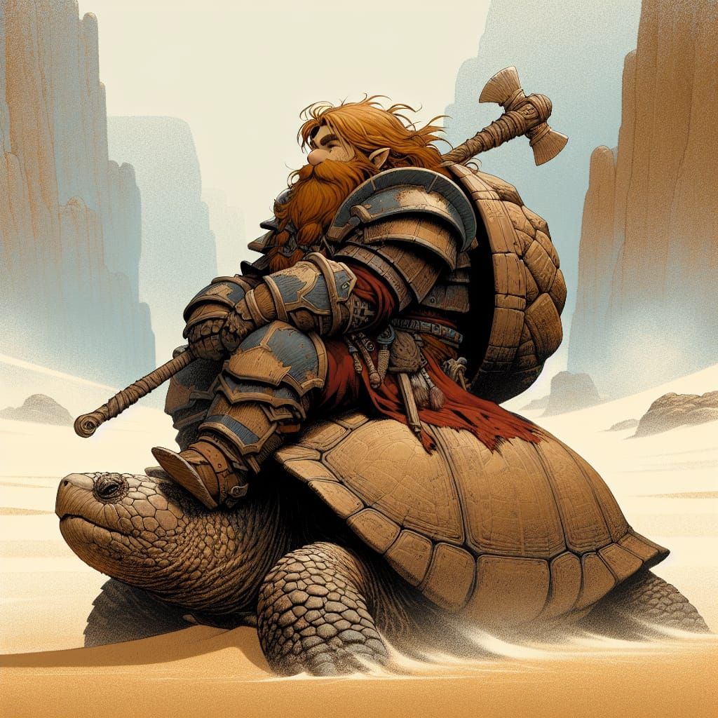 Dwarf Druid Defies the Desert in Cel-Shaded Style