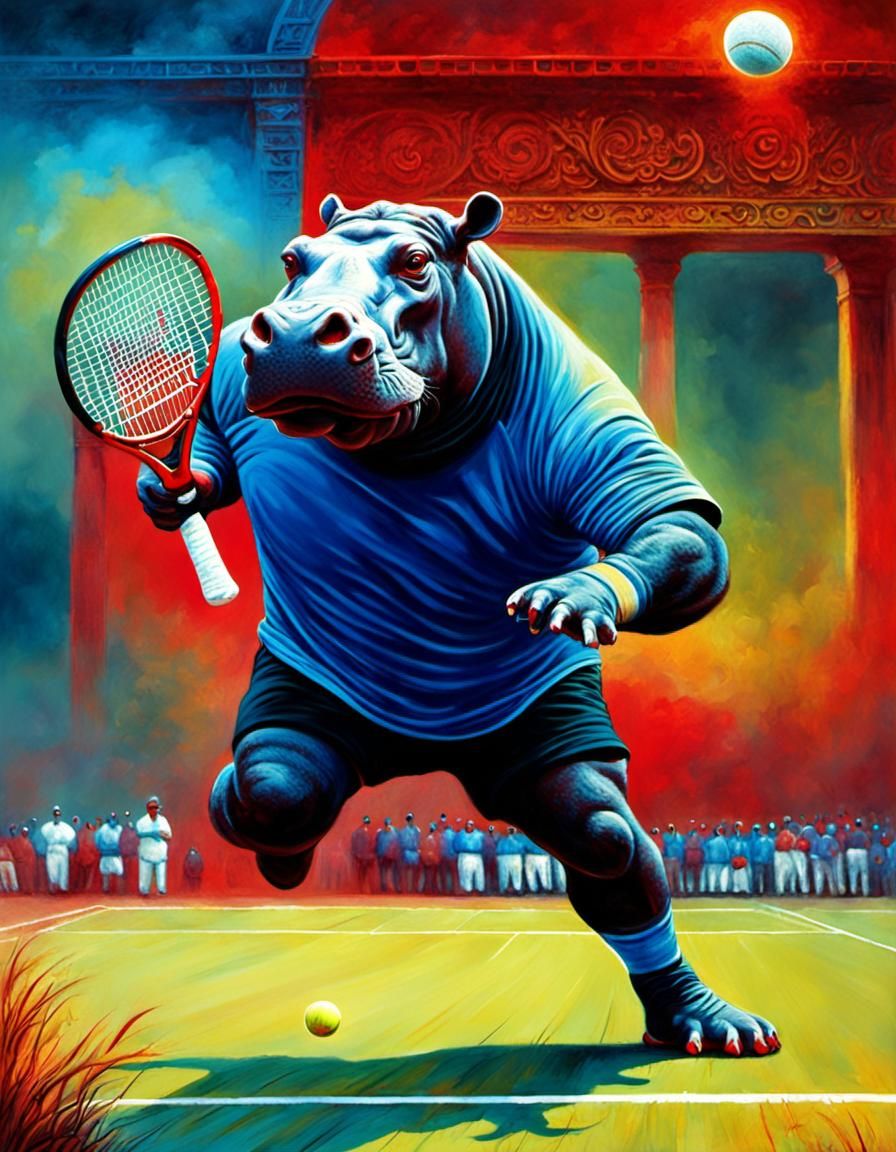 Olympic Hippo Tennis Player in Macabre Beauty Style
