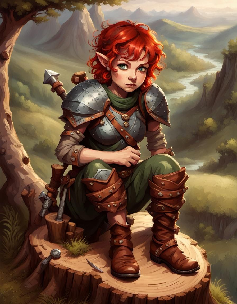 Halfling Adventurer in Dark Fantasy Style