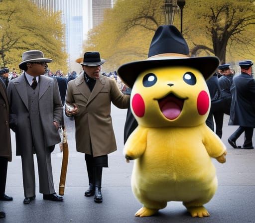 Pikachu as Roaring 20s Gangster in Chicago