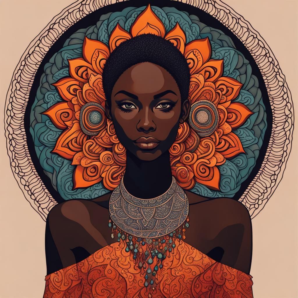 Abstract Mandala Portrait of Woman