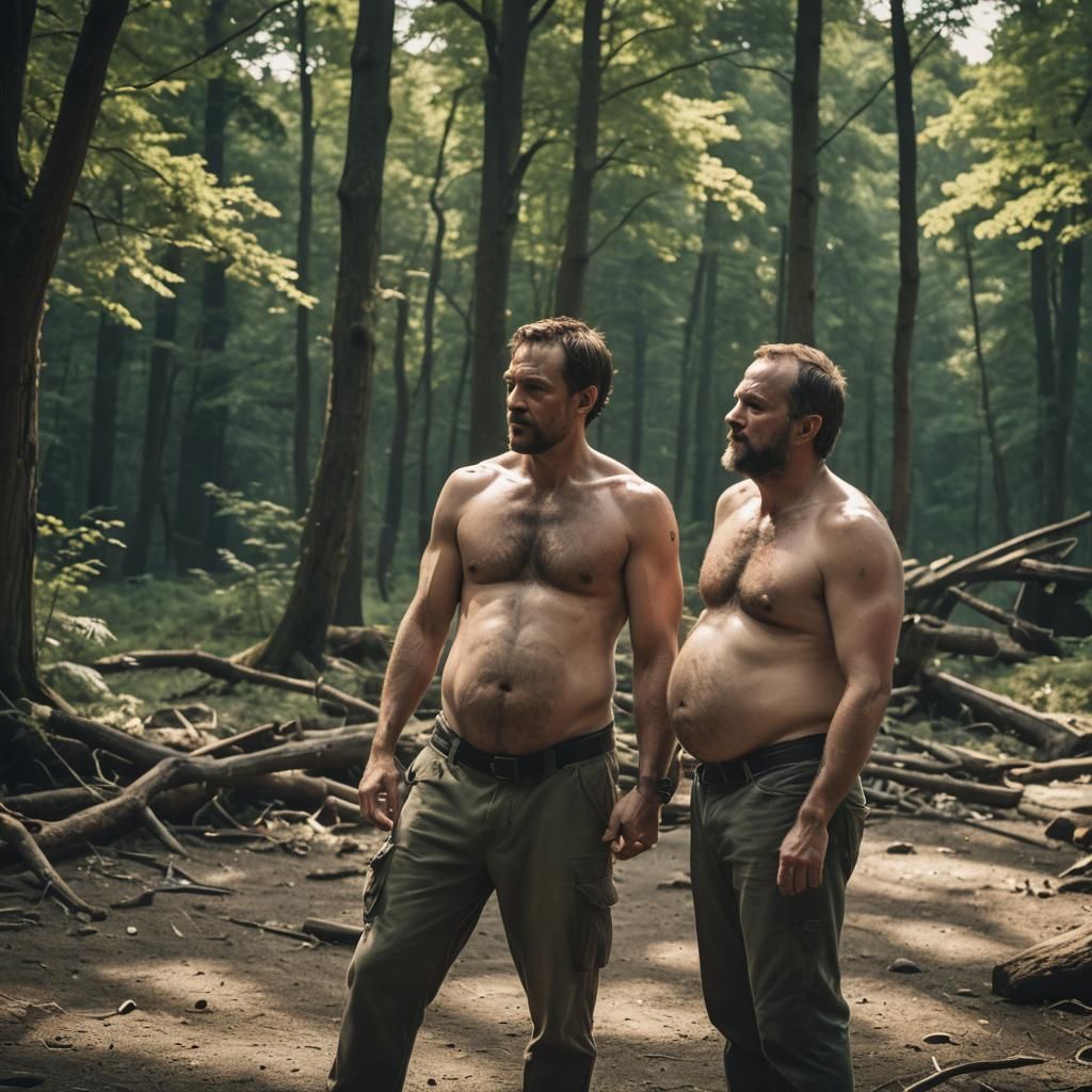 Cinematic Portrait of Pregnant Man with Husband