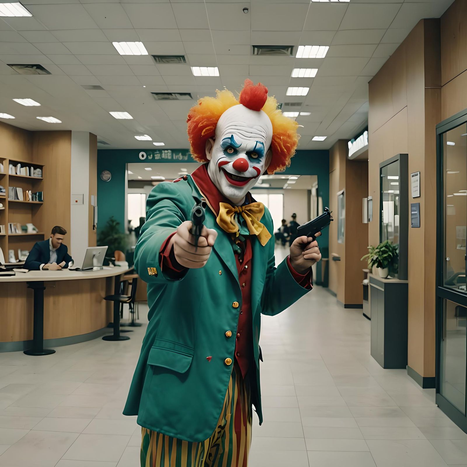 Clown Threatens Bank Employees with Kalashnikov