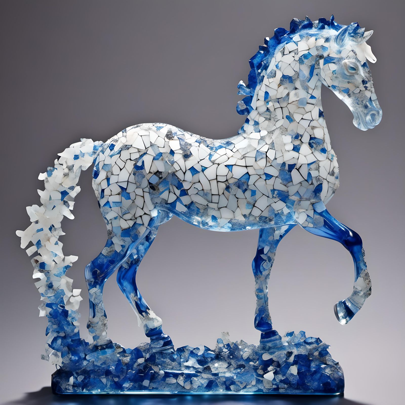 Cracked Glass Horse Rearing Digital Art