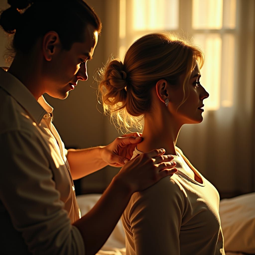 Chiropractor Adjusting Spine with Golden Light, Cinematic St...