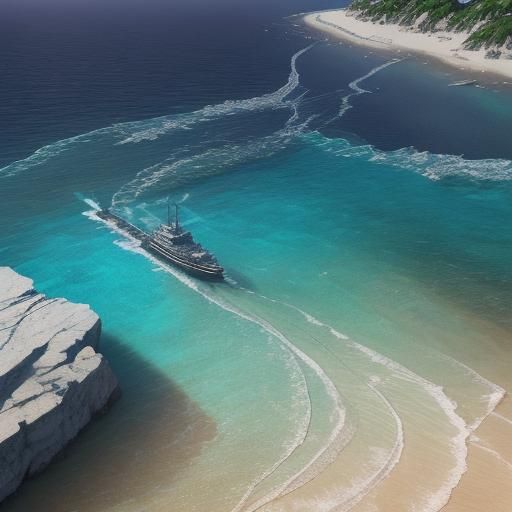Sharks Swimming Near Beach in 3D Anime Art