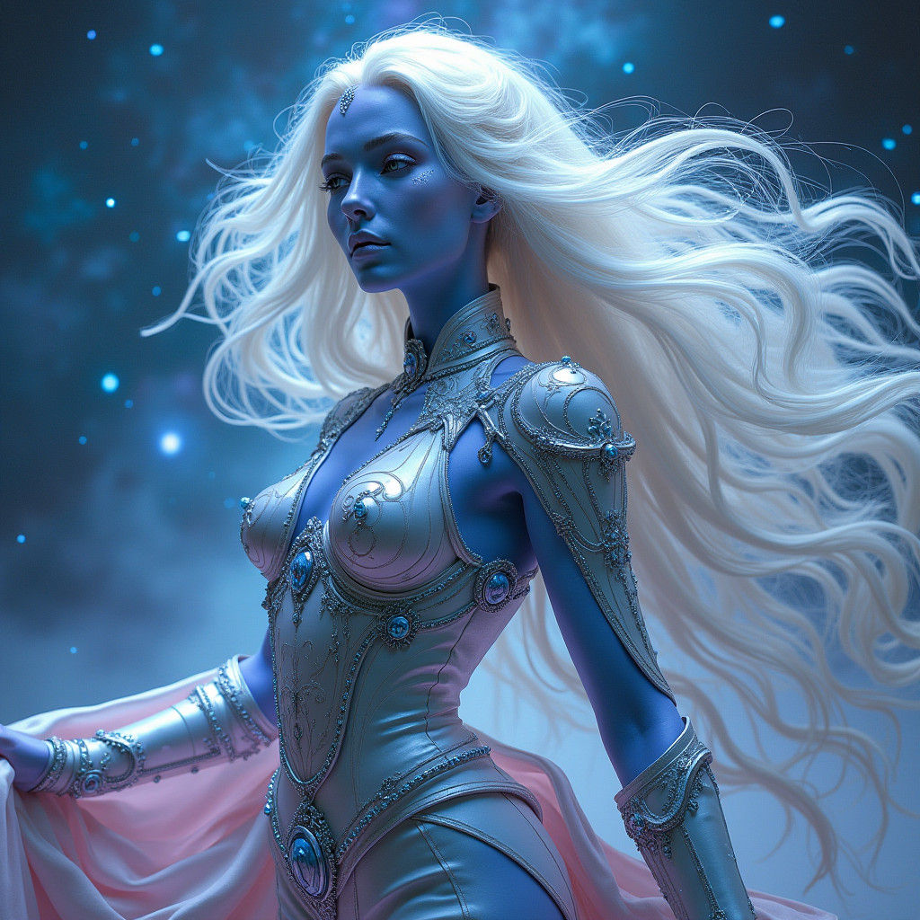Galactic Princess in Surreal Futuristic Style