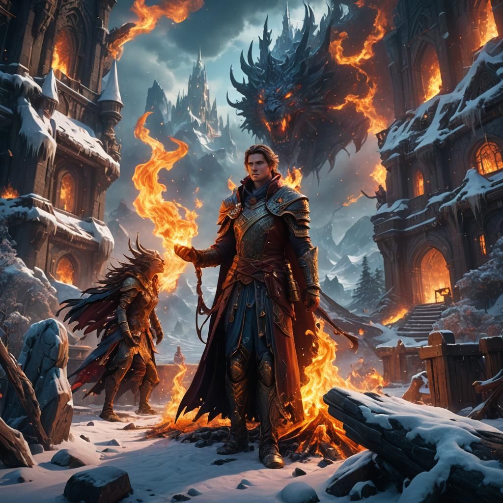 Fiery Soul Melts Icy Heart: Fantasy Concept Art