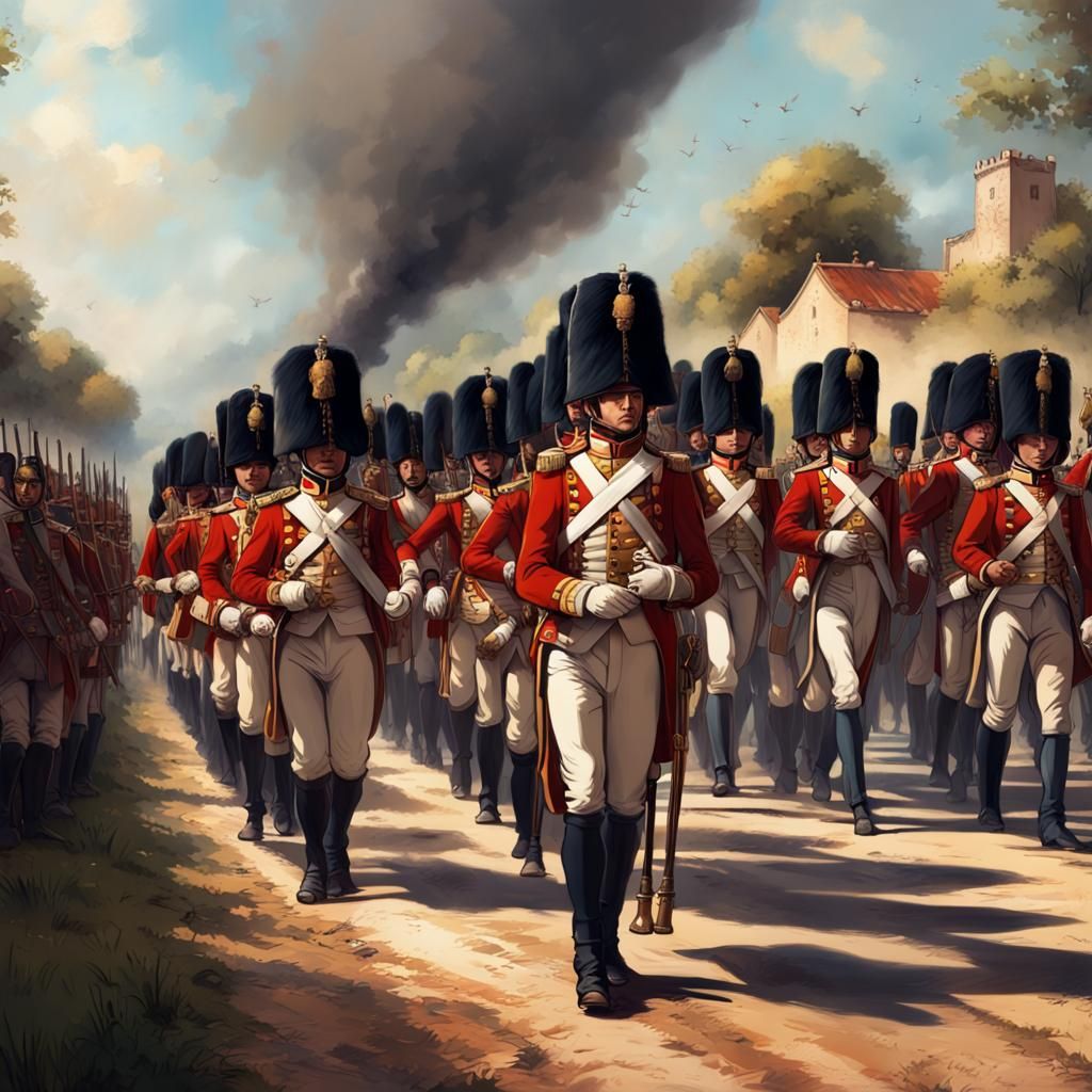 Napoleonic Soldiers Marching: Hyperrealistic Concept Art