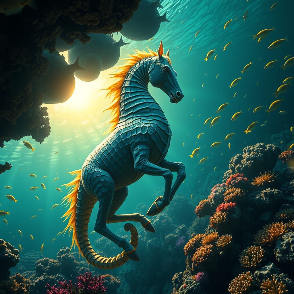 Majestic Seahorse in a Vibrant Coral Reef