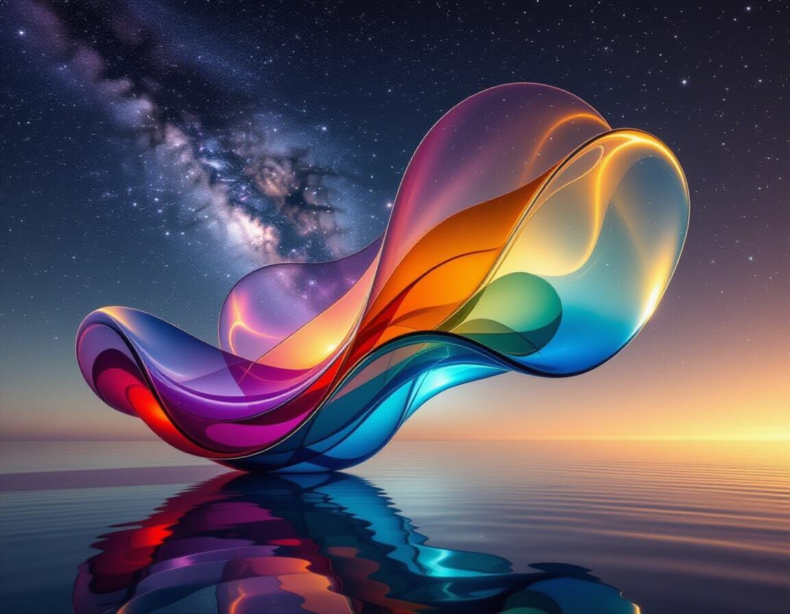 Translucent Glass Nebula Billows Through Cosmic Gallery