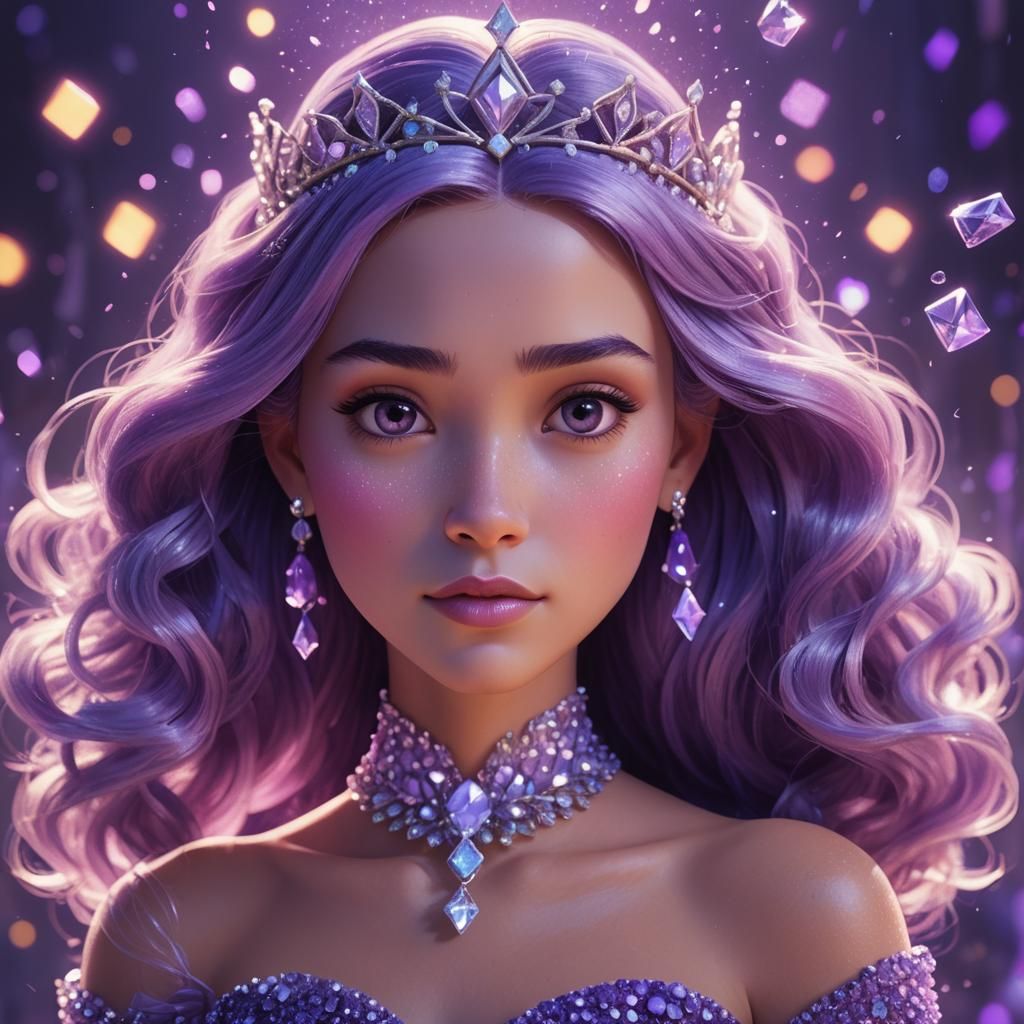 Princess with Crystals: Pixar-Style Concept Art