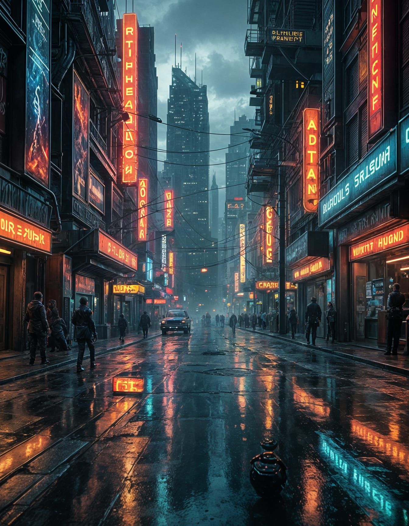 Neo-Noir Metropolis in Blade Runner Style