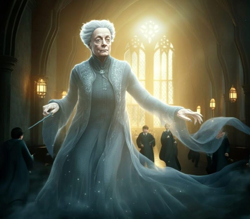 McGonagall as Hogwarts Ghost in Pixar 3D Style