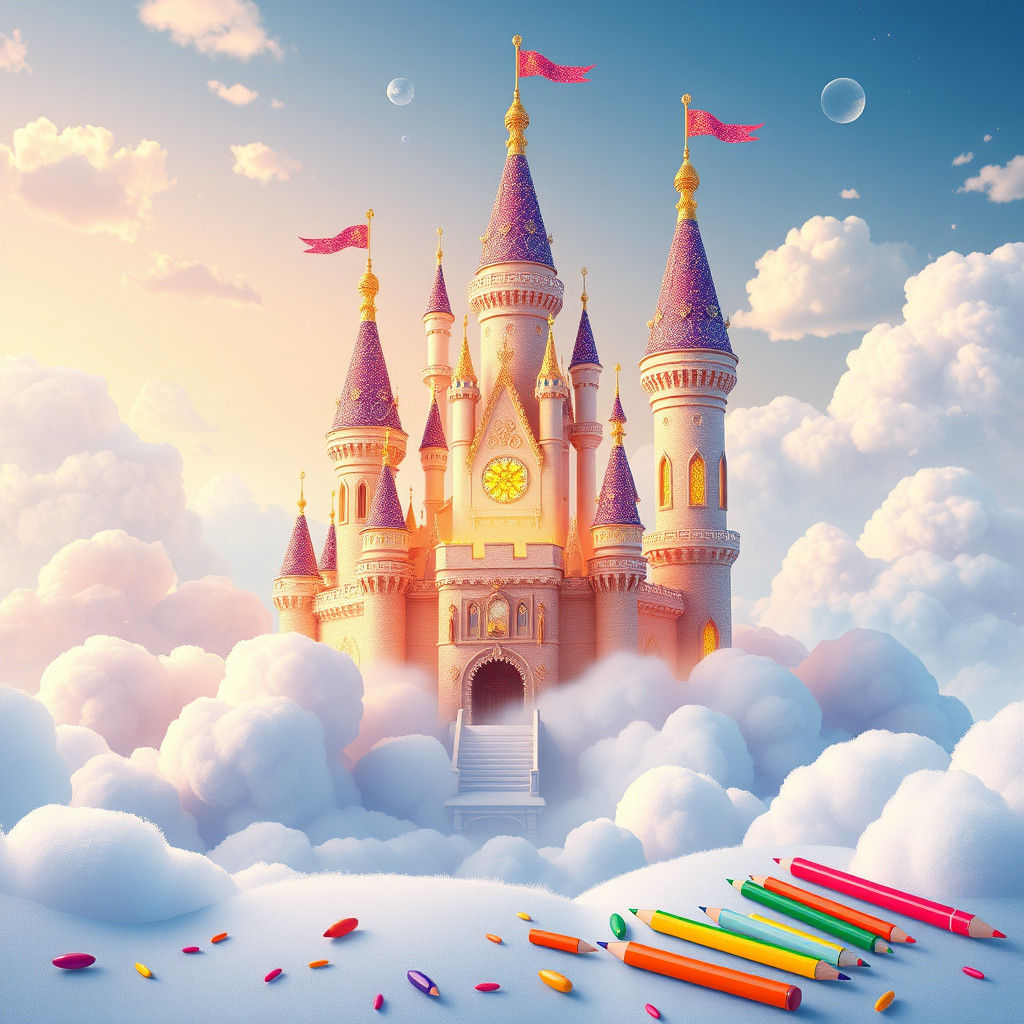 Whimsical Castle Stationery for Kids in Dreamy, Vibrant Styl...