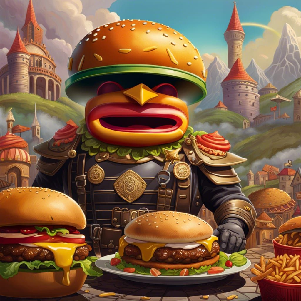 Hamburger-Headed Paladin in Fantasy McDonaldland