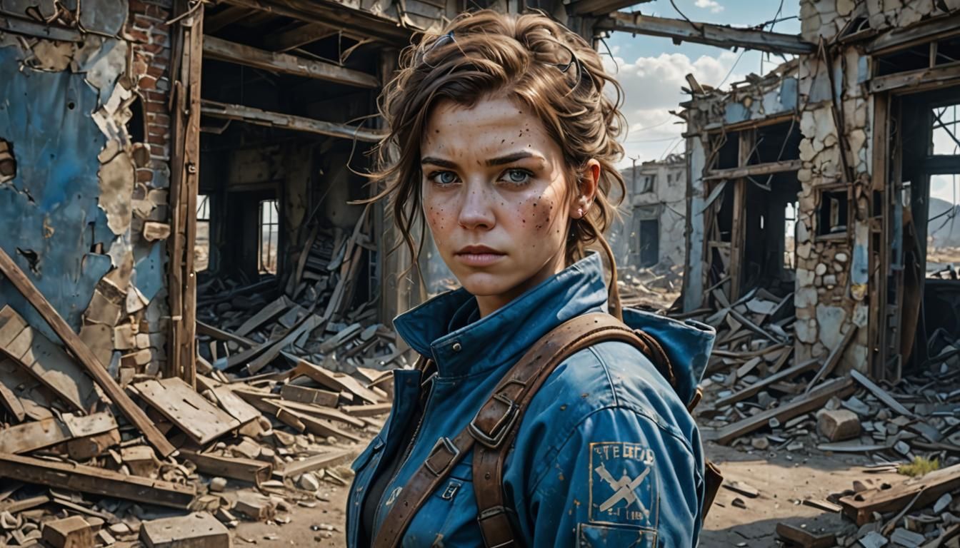 Post-Apocalyptic Woman in Ruins: Airbrush Painting