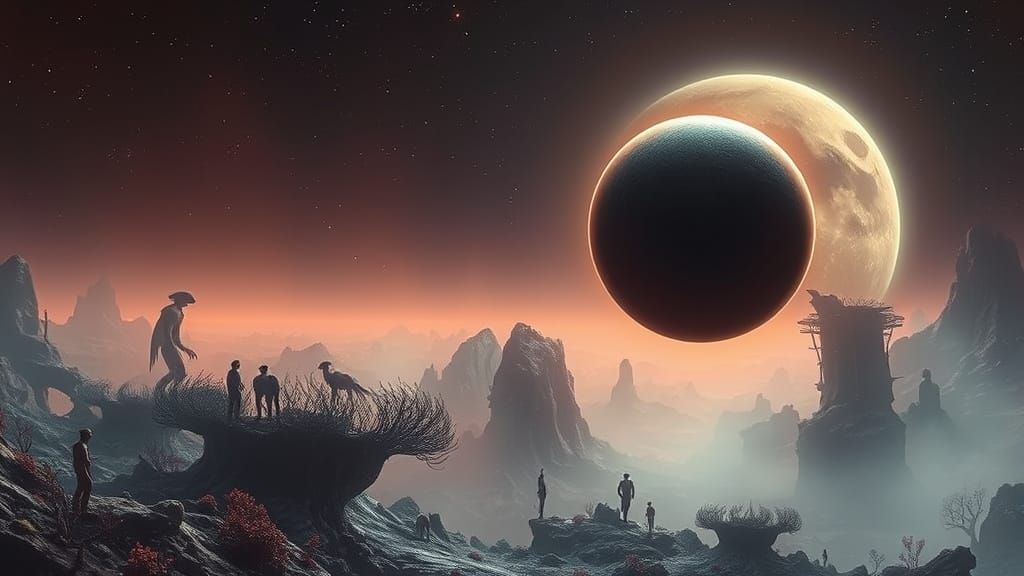 Matte Obsidian Sphere on Alien Planet Macro Photo