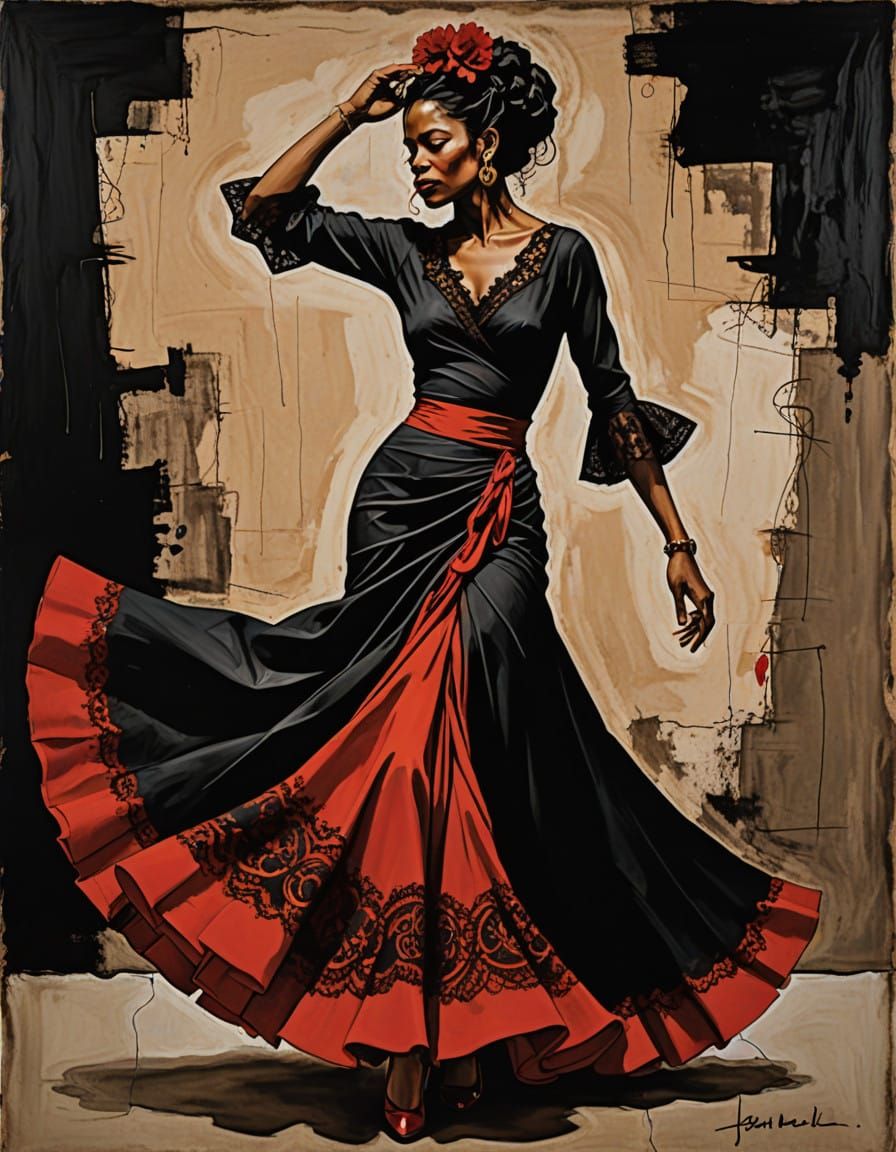 Sultry Flamenco Dancer Lost in Smoky Tablao