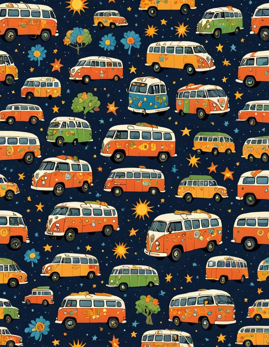 Whimsical Magic Bus Art
