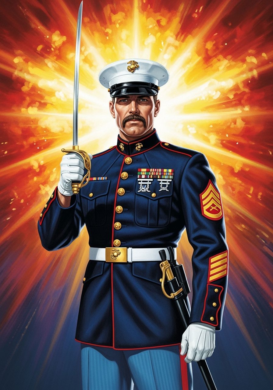 Marine Officer in Dress Uniform Illustration