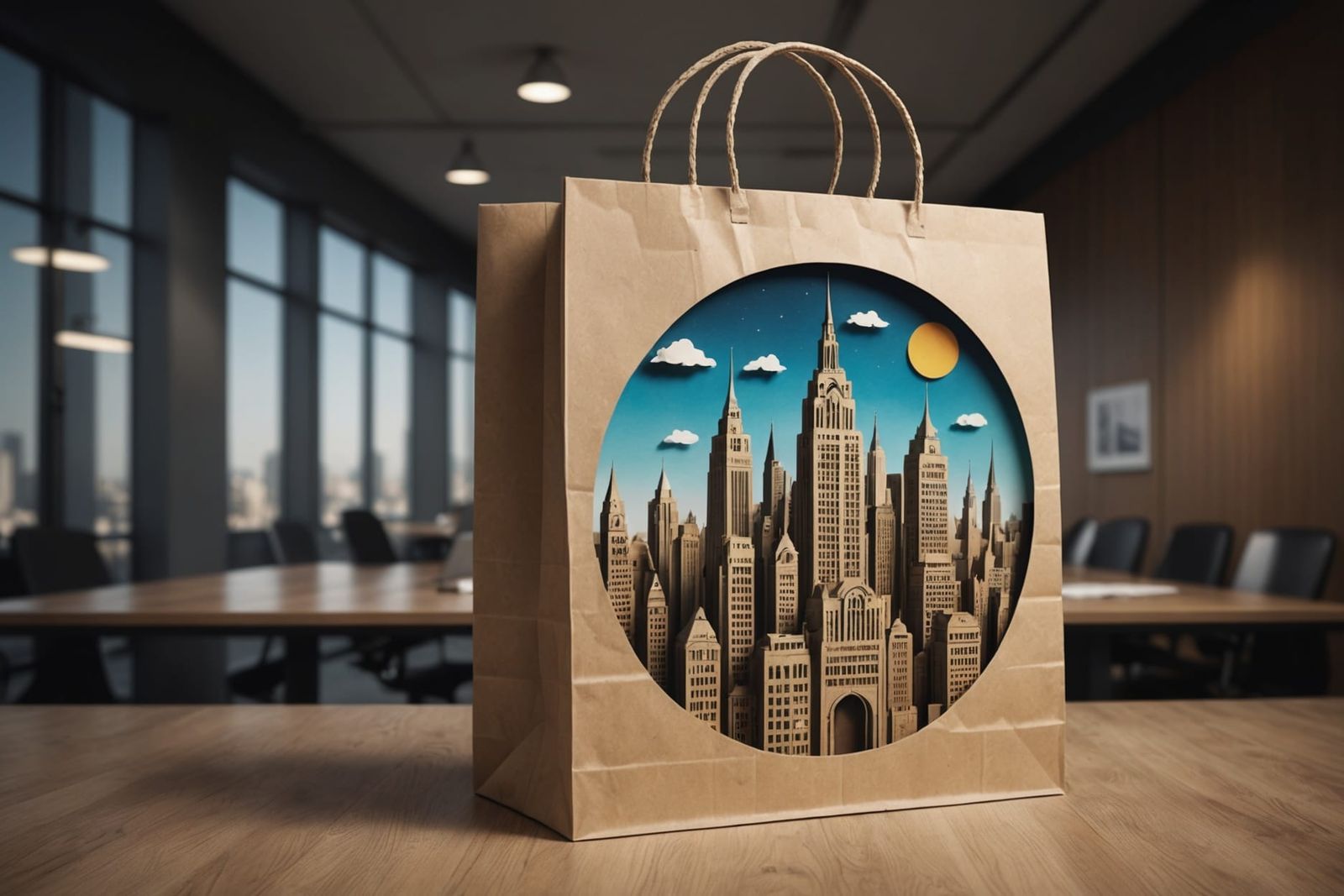 Paper Bag Art in OMA Architectural Style