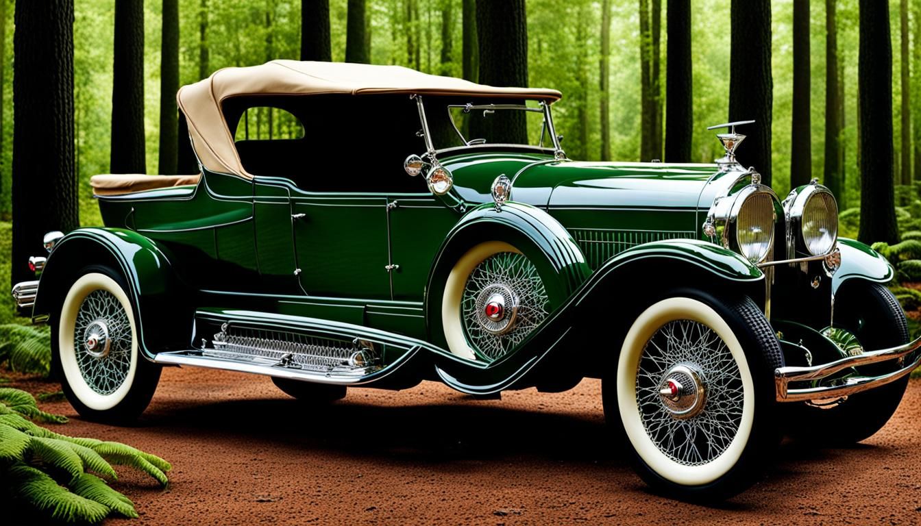 Forest Green Roadster in Crochet Art Nouveau Style